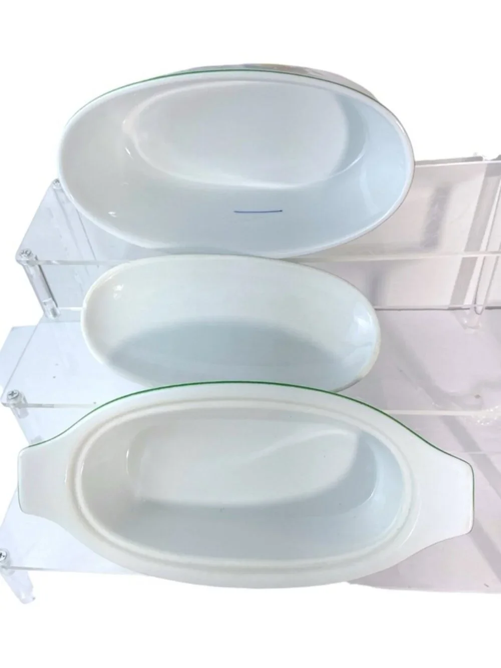 French Covered Butter Bell Dish White Multicolor Fruit 3 Piece Cook St Vintage